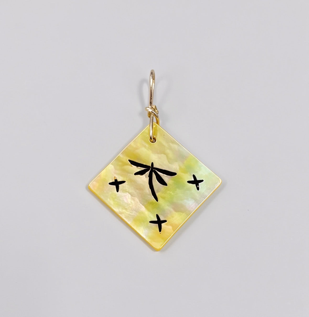 Gold Lip Mother of Pearl Pendant by Kateri Quandelacy Sanchez