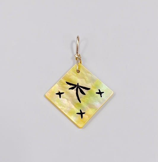 Gold Lip Mother of Pearl Pendant by Kateri Quandelacy Sanchez