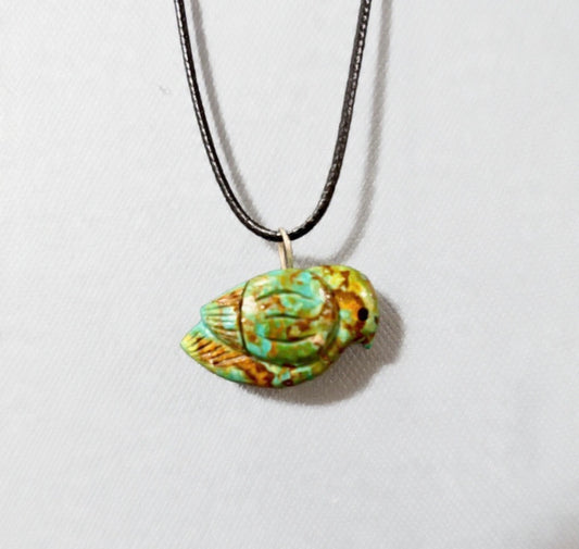Kingman Turquoise Songbird Pendant by Kateri Quandelacy Sanchez