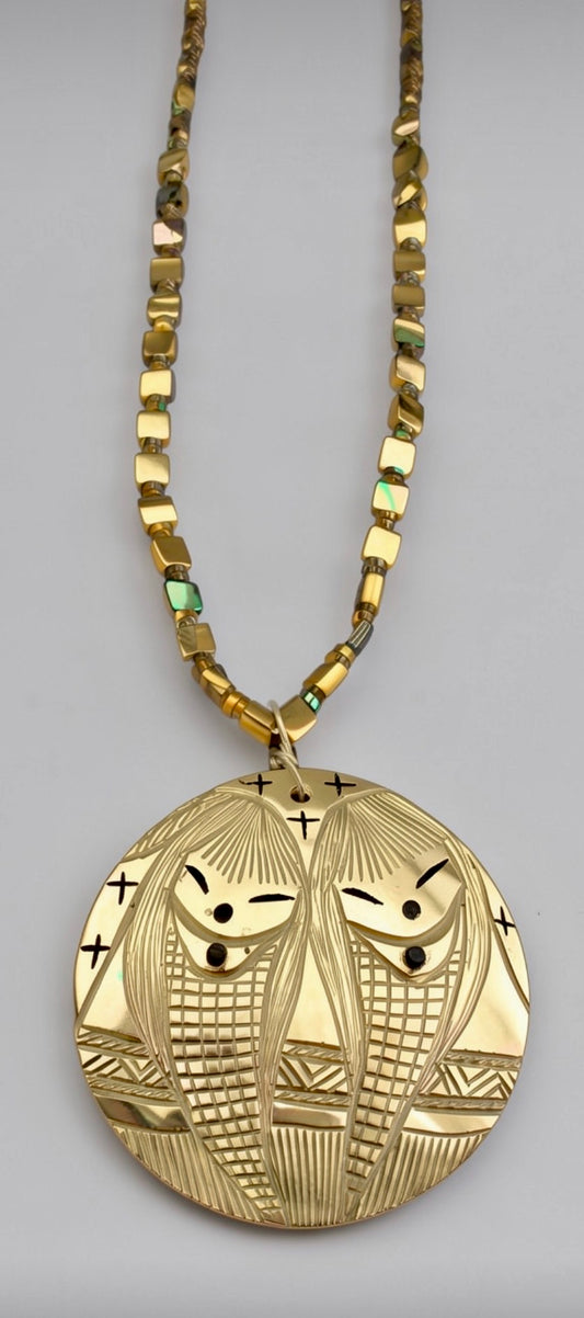 Black Lip Mother of Corn Maiden Sisters Necklace by Kateri Quandelacy Sanchez