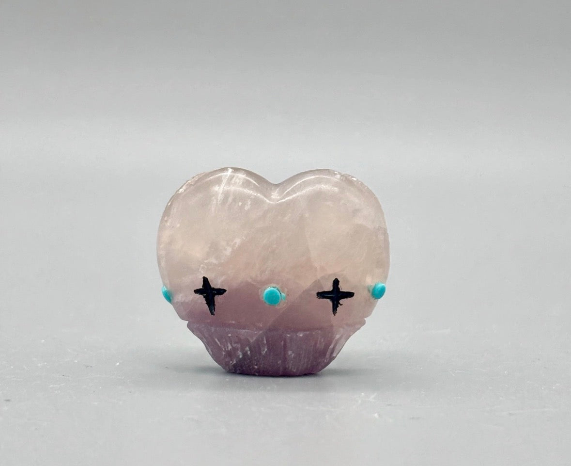 Purple Fluorite Heart Shaped Corn Maidens by Kateri Quandelacy Sanchez (Zuni)