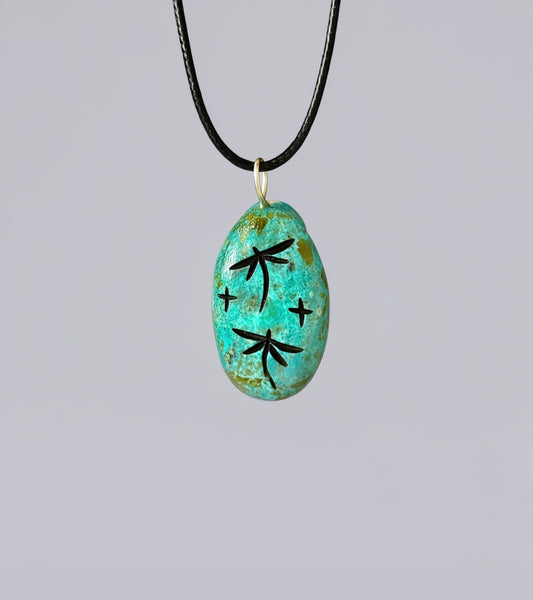 Kingman Turquoise Corn Maiden Pendant by Kateri Quandelacy Sanchez