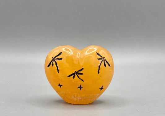 Orange Calcite Heart Shaped Corn Maidens by Kateri Quandelacy Sanchez