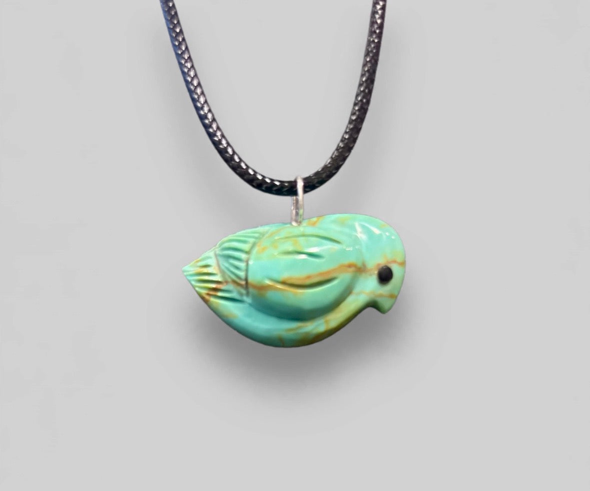 Elisa Turquoise Songbird Pendant by Kateri Quandelacy Sanchez