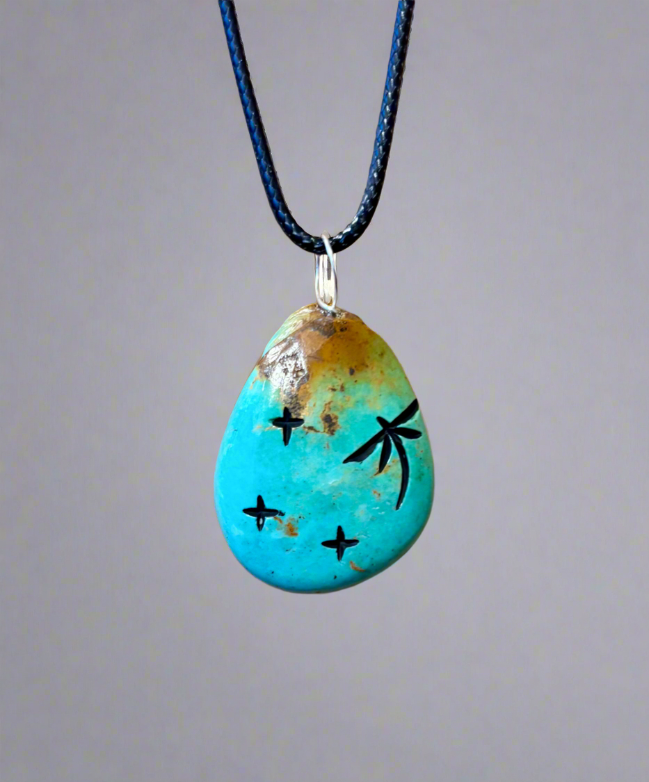 Kingman Turquoise Corn Maiden Pendant by Kateri Quandelacy Sanchez
