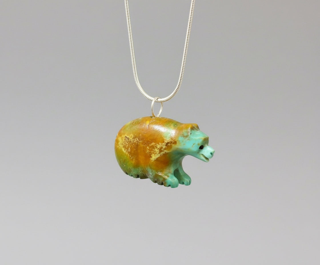 Campo Frio Turquoise Bear Pendant by Kateri Quandelacy Sanchez