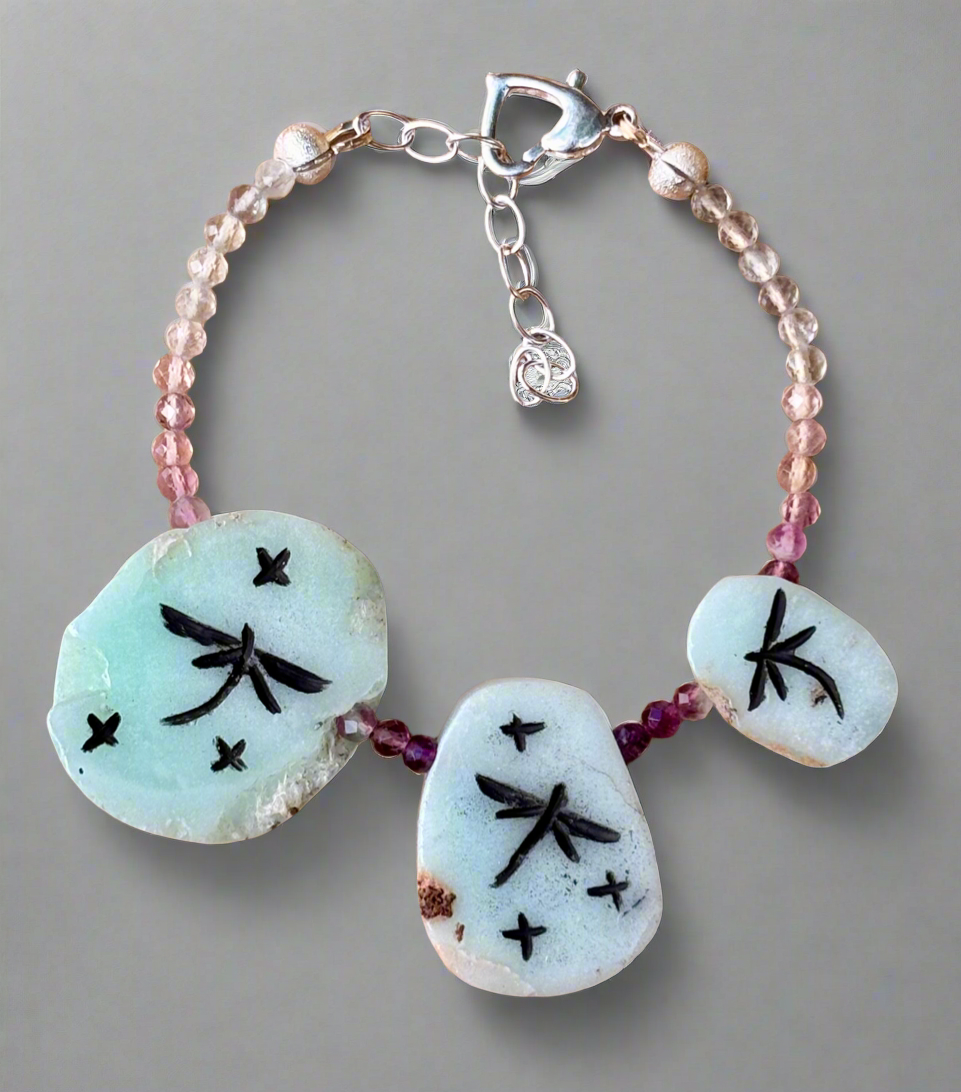 Chrysoprase Dragonfly Bracelet by Kateri Quandelacy Sanchez
