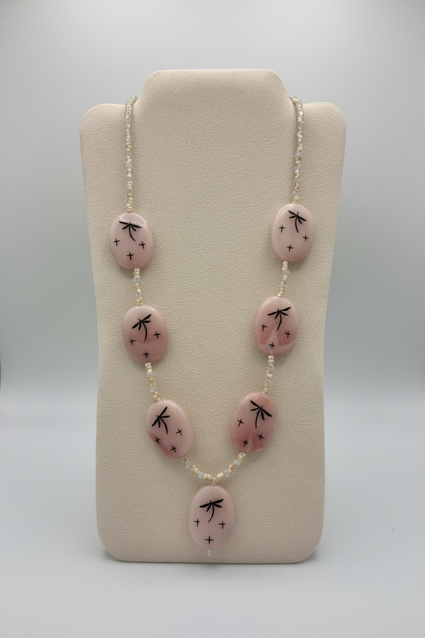 Pink Calcite Corn Maiden Necklace by Kateri Quandelacy Sanchez