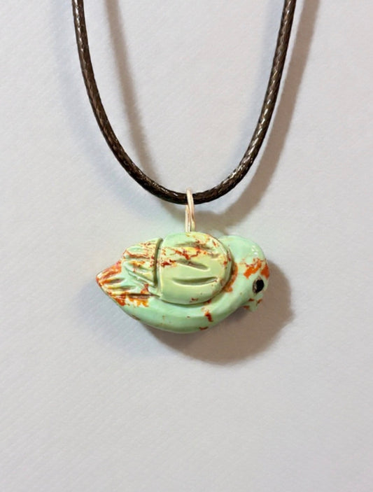 Kingman Turquoise Songbird Pendant by Kateri Quandelacy Sanchez