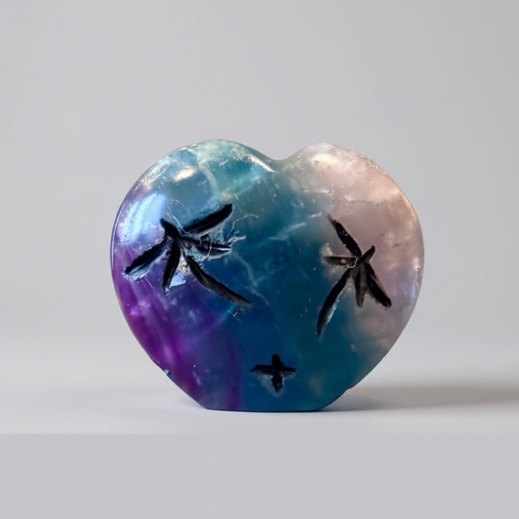 Rainbow Fluorite Heart Shaped Corn Maidens by Kateri Quandelacy Sanchez