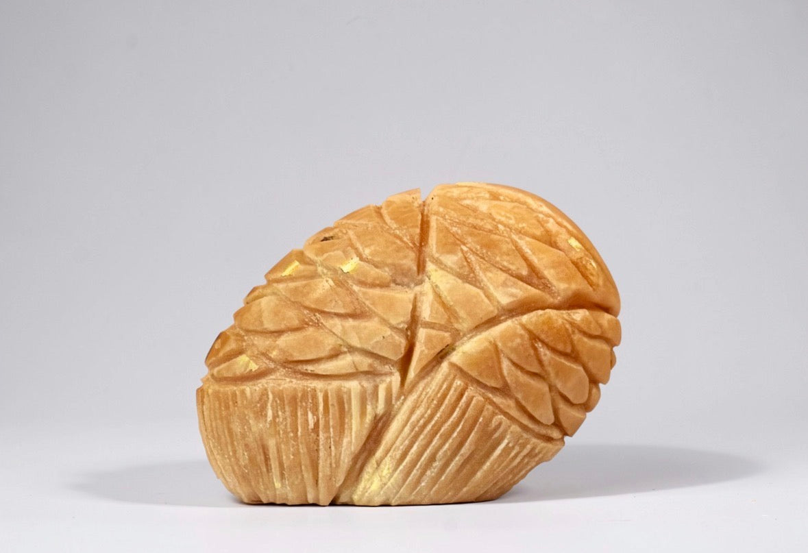 Peach Moonstone Sleeping Owl by Kateri Quandelacy Sanchez