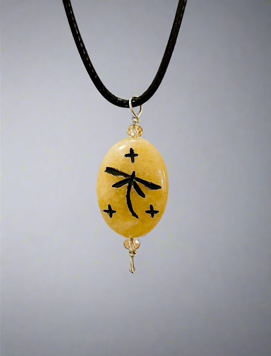 Sun Stone Dragonfly Pendant by Kateri Quandelacy Sanchez