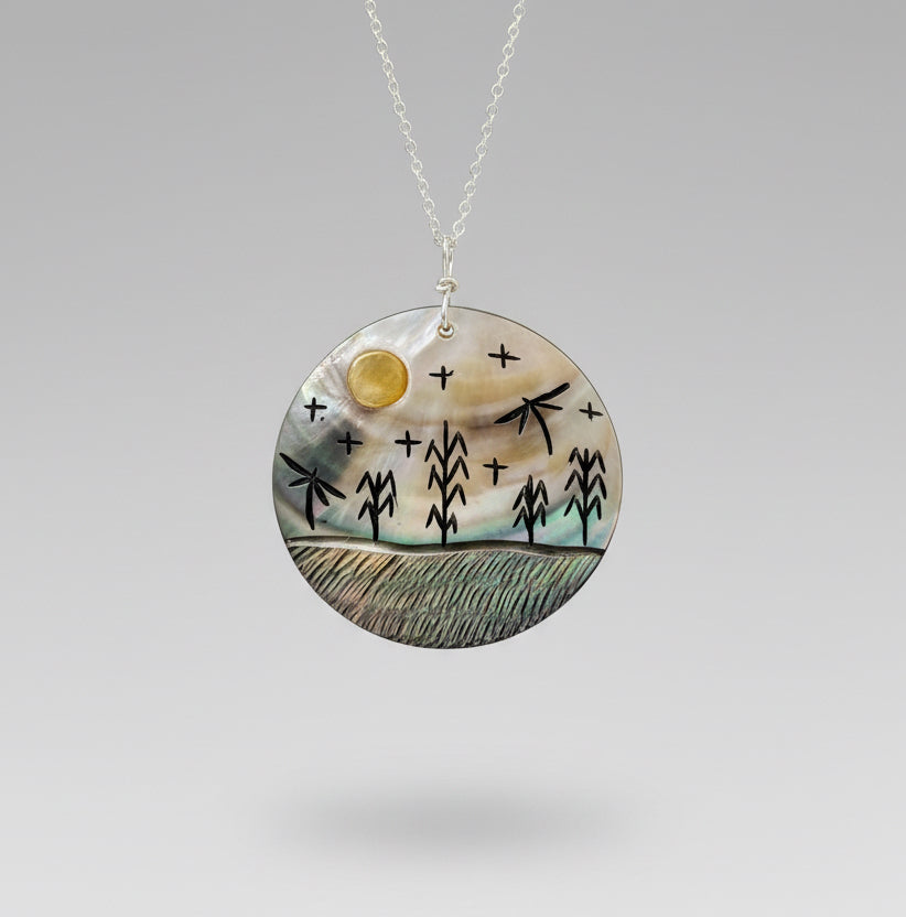Black Lip Mother of Pearl Twilight Pendant by Kateri Quandelacy Sanchez
