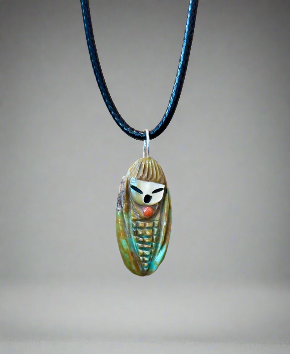 Reversible Corn Maiden and Corn Pendant by Kateri Quandelacy Sanchez