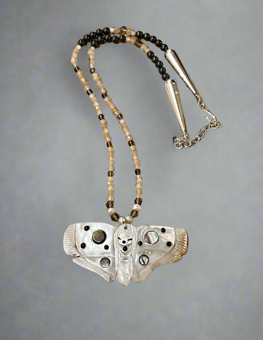 Mother of Pearl Butterfly Necklace by Kateri Quandelacy Sanchez