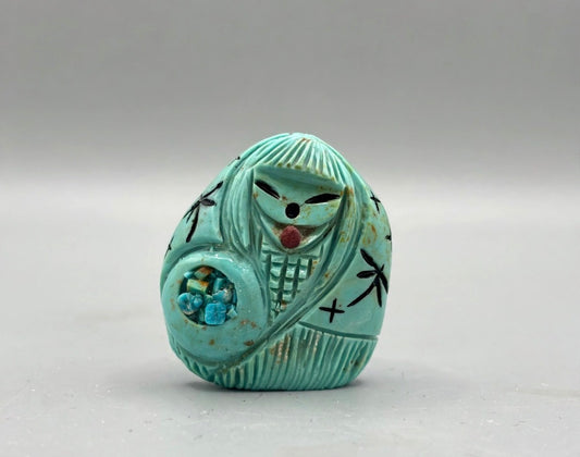 Elisa Turquoise Owl and Corn Maiden Carrying Olla by Kateri Quandelacy Sanchez