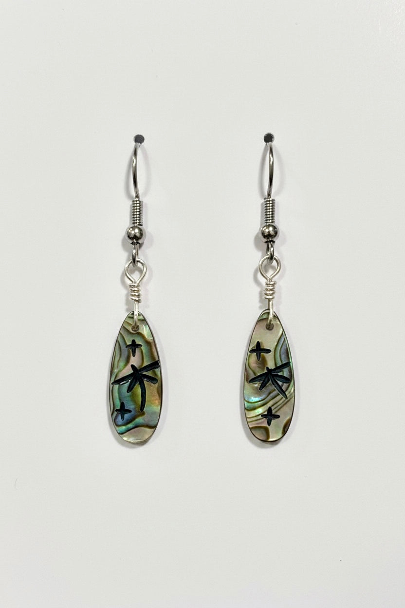Abalone Dragonfly Earrings by Kateri Quandelacy Sanchez