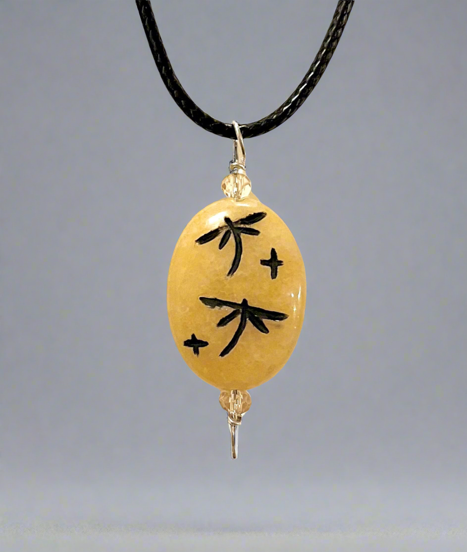 Sun Stone Dragonfly Pendant by Kateri Quandelacy Sanchez