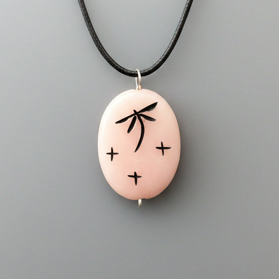 Pink Calcite Corn Maiden Pendant by Kateri Quandelacy Sanchez