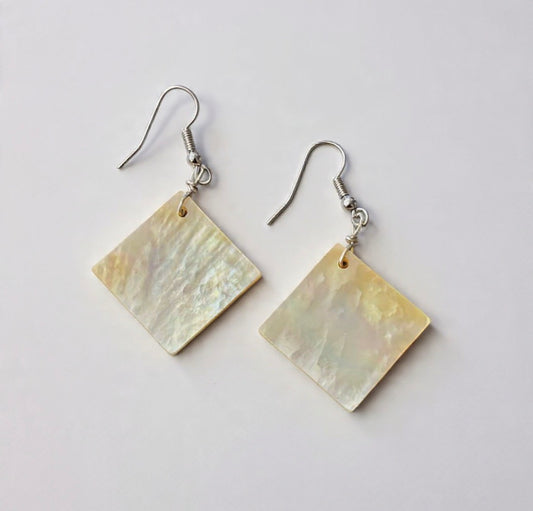 Gold Lip Mother of Pearl Dragonfly Earrings by Kateri Quandelacy Sanchez