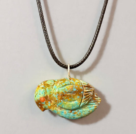 Kingman Turquoise Songbird Pendant by Kateri Quandelacy Sanchez