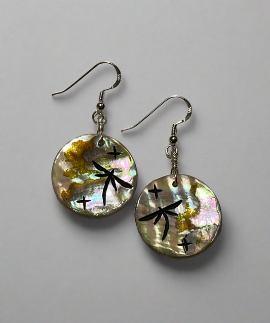 Abalone Dragonfly Earrings by Kateri Quandelacy Sanchez