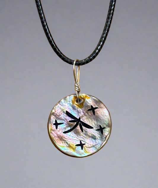 Abalone Dragonfly Pendant by Kateri Quandelacy Sanchez