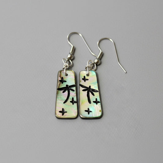Abalone Dragonfly Earrings by Kateri Quandelacy Sanchez