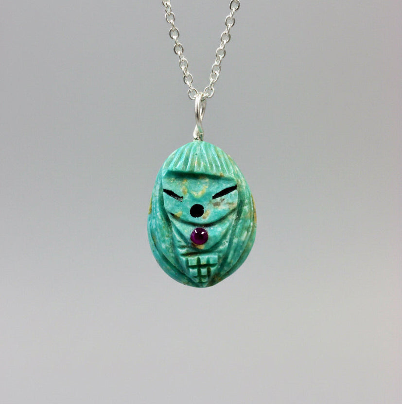 Elisa Turquoise Corn Maiden Pendant by Kateri Quandelacy Sanchez
