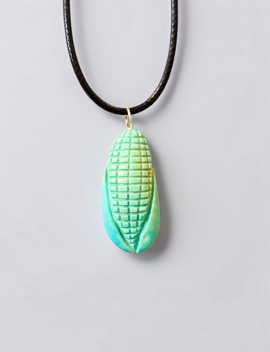 Elisa Turquoise Corn Pendant by Kateri Quandelacy Sanchez