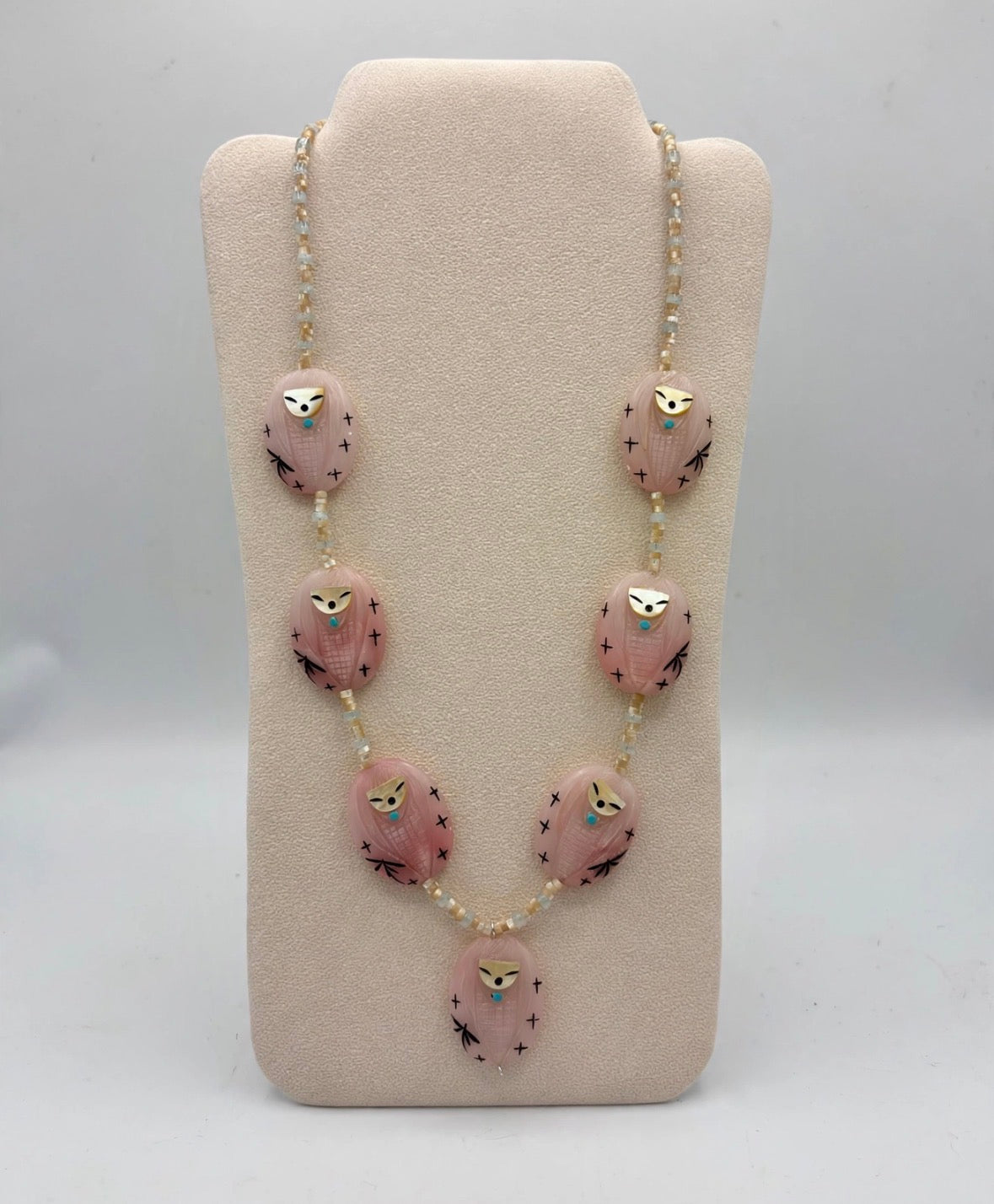 Pink Calcite Corn Maiden Necklace by Kateri Quandelacy Sanchez