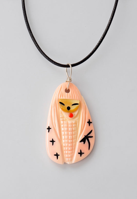 Pink Conch Corn Maiden Pendant by Kateri Quandelacy Sanchez