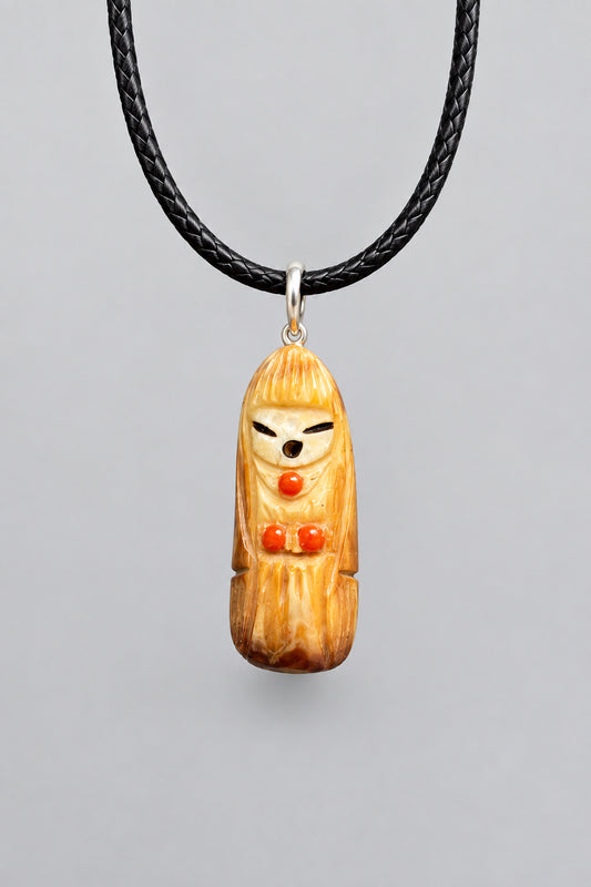 Fossilized Ivory (walrus tooth w/cavity) Maiden Pendant by Kateri Quandelacy Sanchez