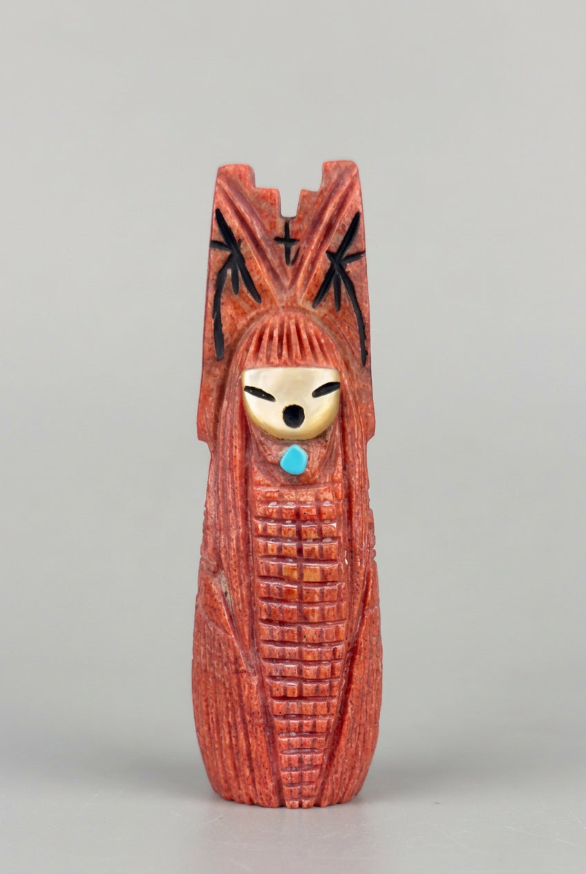 Reversible Apple Coral Harvest Dancer and Corn Maiden by Kateri Quandelacy Sanchez