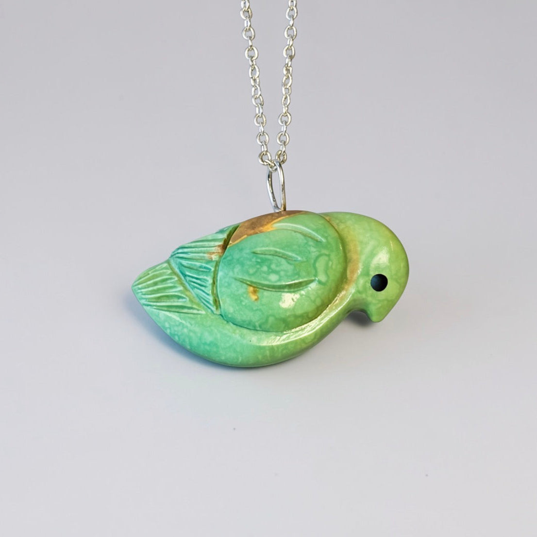 Elisa Turquoise Songbird Pendant by Kateri Quandelacy Sanchez