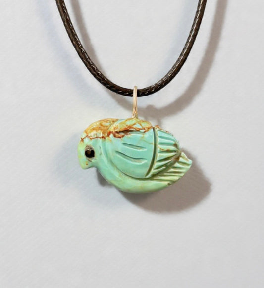 Elisa Turquoise Songbird Pendant by Kateri Quandelacy Sanchez