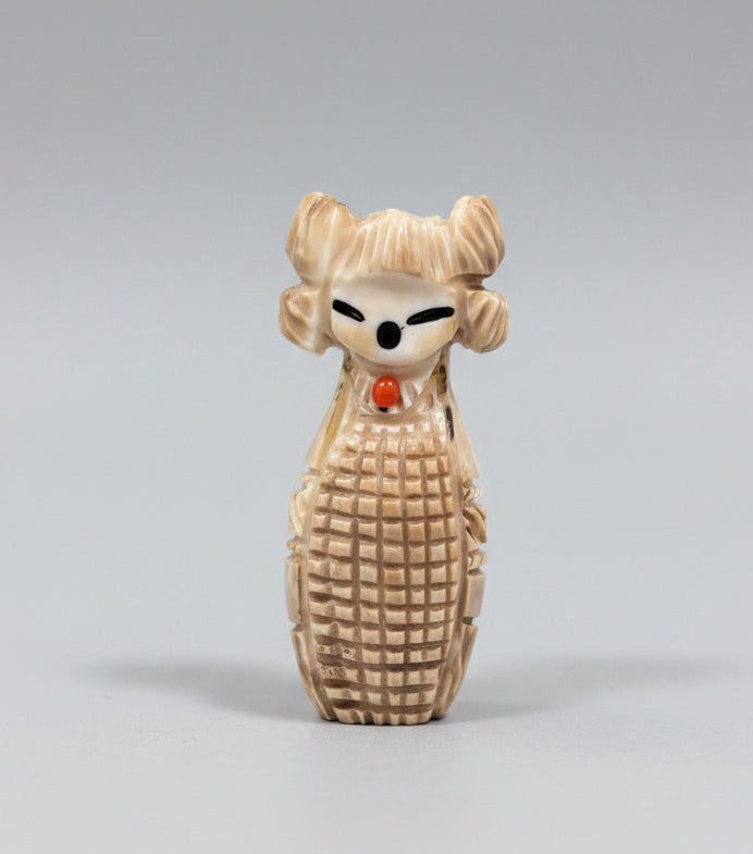 Fossilized Ivory Hopi Corn Maiden by Kateri Quandelacy Sanchez