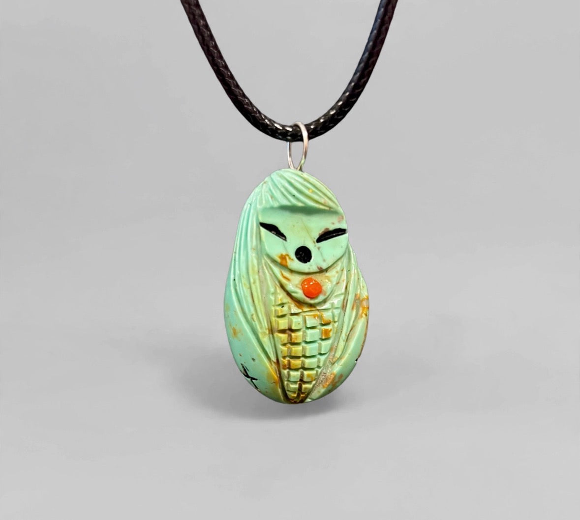 Elisa Turquoise Corn Maiden Pendant by Kateri Quandelacy Sanchez