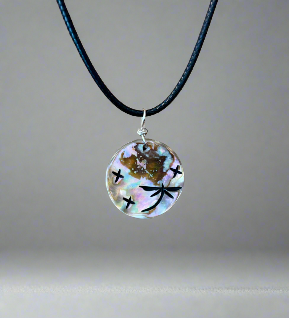 Abalone Dragonfly Pendant by Kateri Quandelacy Sanchez