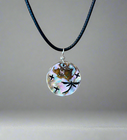 Abalone Dragonfly Pendant by Kateri Quandelacy Sanchez