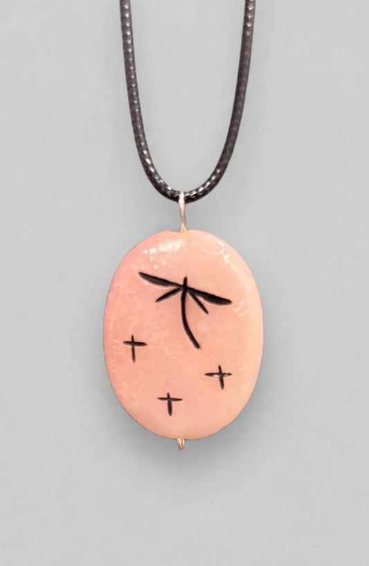 Pink Calcite Corn Maiden Pendant by Kateri Quandelacy Sanchez