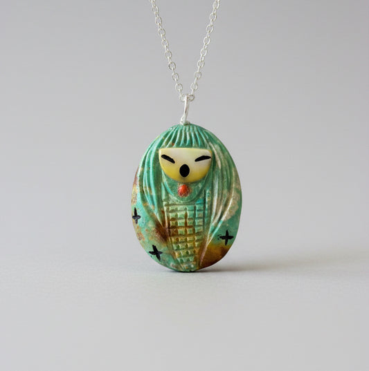 Campo Frio Turquoise Corn Maiden Pendant by Kateri Quandelacy Sanchez