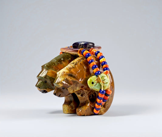 Ammolite Bear Pair by Kateri Quandelacy Sanchez (Zuni)