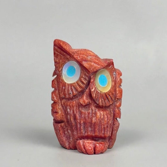 Blue Eyed Apple Coral Owl by Kateri Quandelacy Sanchez