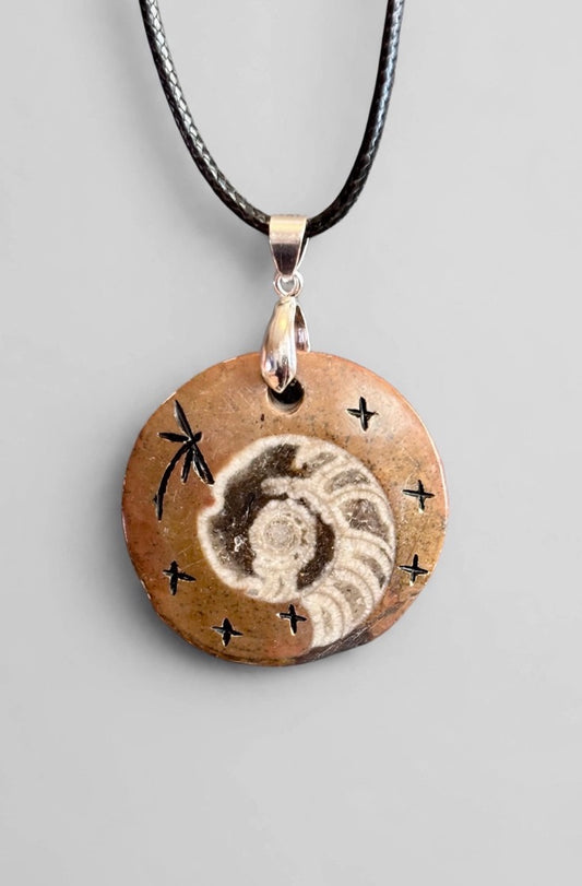 Fossilized Ammonite Pendant by Kateri Quandelacy Sanchez
