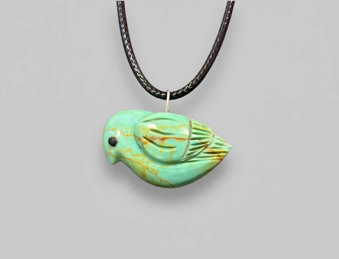 Elisa Turquoise Songbird Pendant by Kateri Quandelacy Sanchez