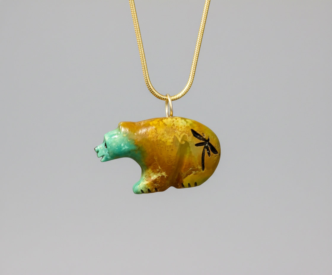 Campo Frio Turquoise Bear Pendant by Kateri Quandelacy Sanchez