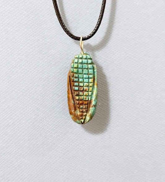 Kingman Turquoise Corn Pendant by Kateri Quandelacy Sanchez