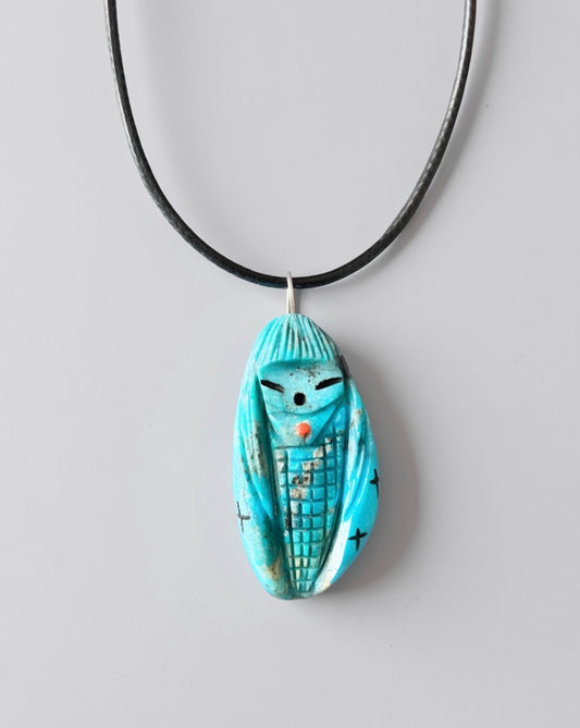 Campitos Turquoise Corn Maiden Pendant by Kateri Quandelacy Sanchez