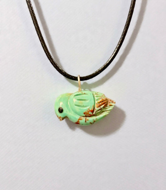 Kingman Turquoise Songbird Pendant by Kateri Quandelacy Sanchez